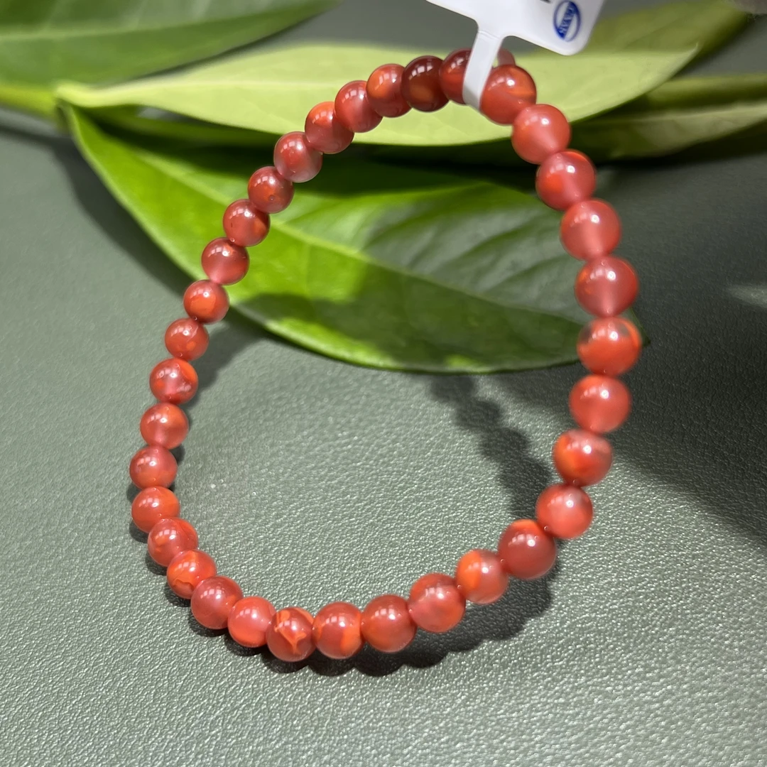 【龙龙珠宝严选】南红单圈手串约5mm玫瑰红飘花素圈多样性/YZ01563