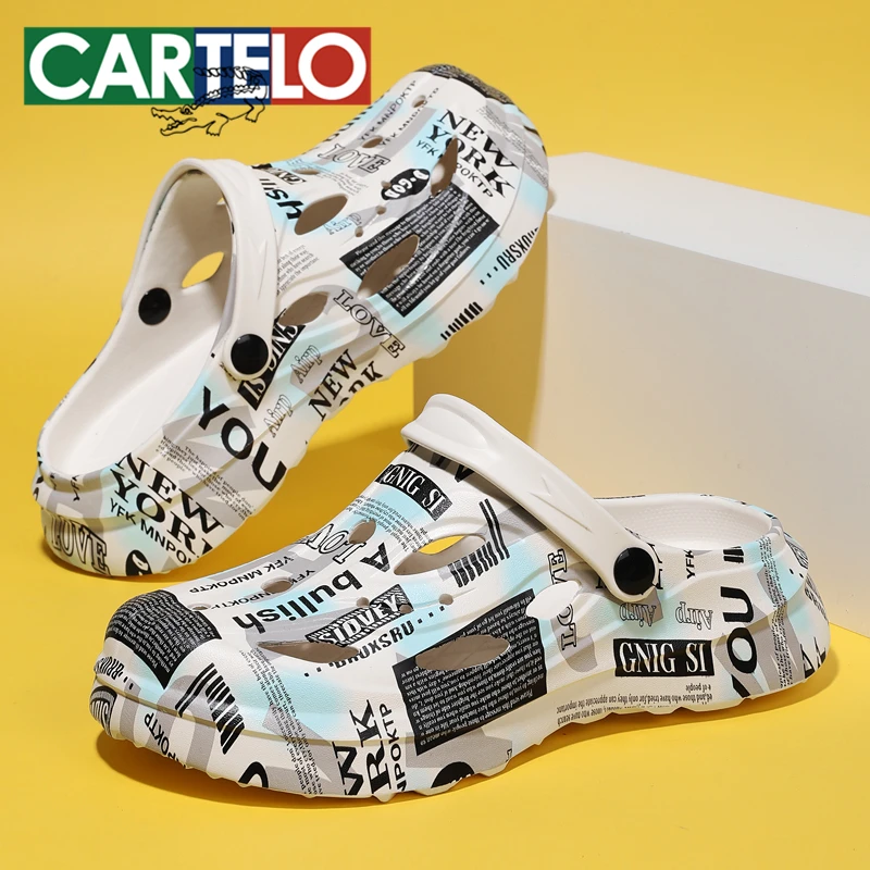 卡帝乐鳄鱼夏季镂空透气个性拼色洞洞鞋男士花园鞋沙滩凉拖鞋子