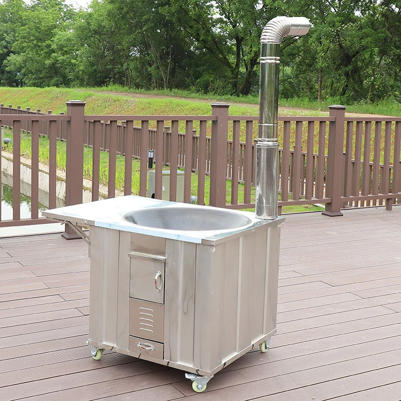 龙年家用农村柴火灶户外野炊节能大铁锅灶304不锈钢无烟轮毂移动