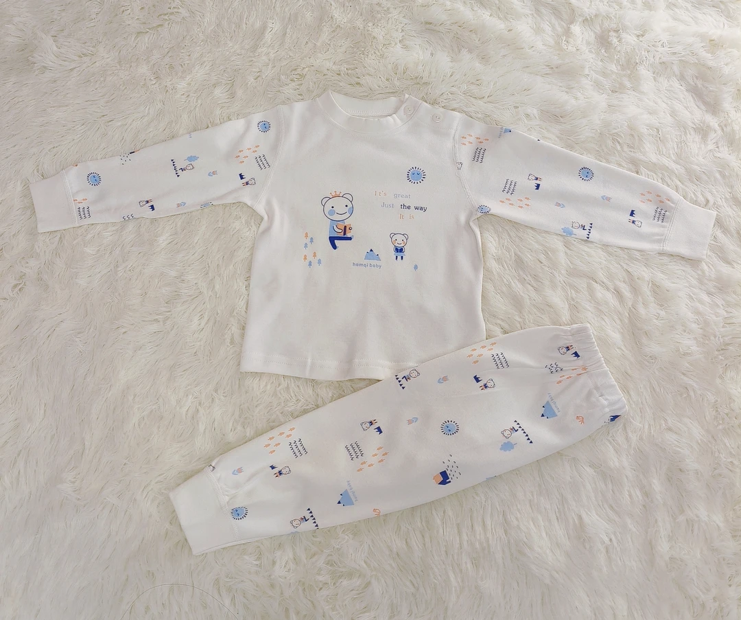 新生婴儿打底衣秋冬款内衣快乐小镇中领肩开套装