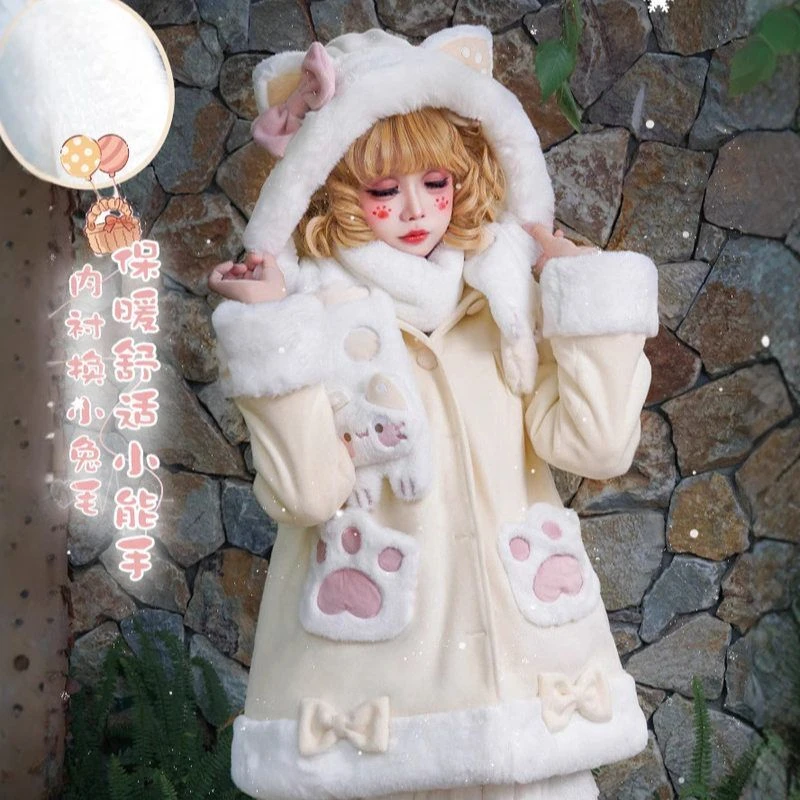 lolita原创【三花猫】秋冬可爱加厚外套三色可选冬季甜心舒适百搭