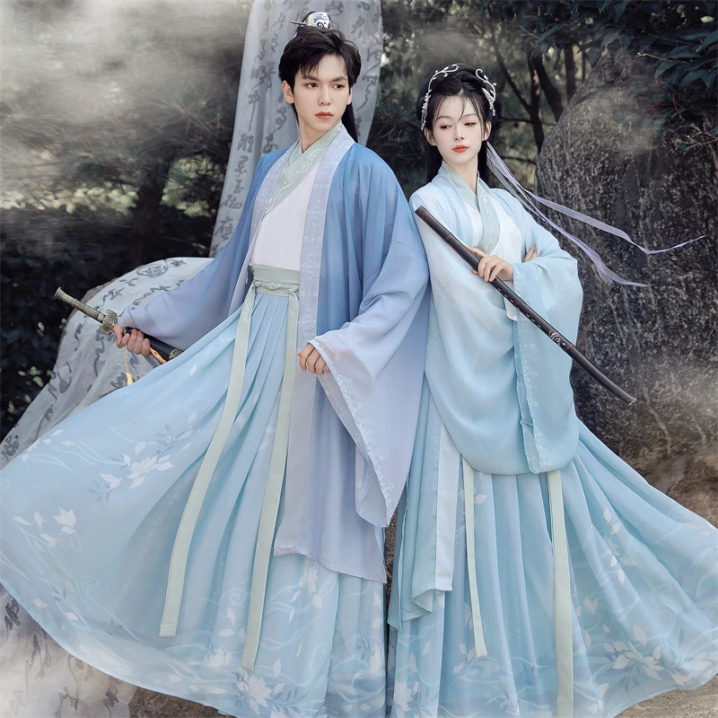 晋制汉服【世无双】春夏秋季齐腰交领襦裙男女情侣款仙气古装古风