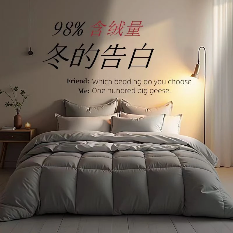 一百只大鹅  摩拉维亚白鹅绒冬被蓬松丝绒秋冬被