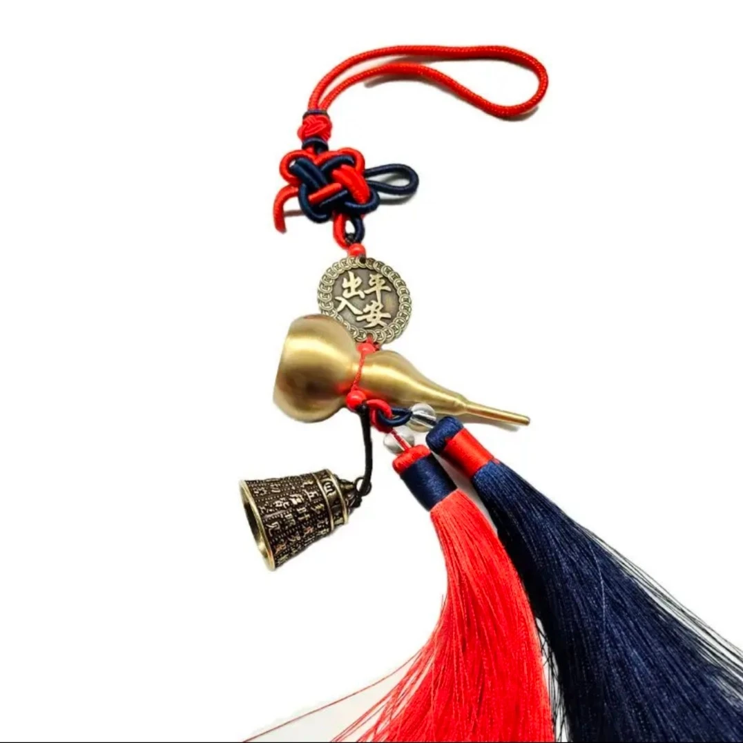 黄铜葫芦上下可打开挂符铃铛挂坠五帝碧葫芦车载汽车挂件吉祥结