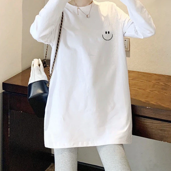 白色打底衫洋气秋冬加绒长袖T恤女遮屁股卫衣内搭叠穿大白t上衣服