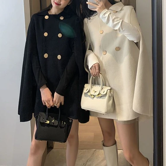 斗篷外套女秋冬英伦风呢子大衣女2023新款百搭披肩上衣女韩版宽松