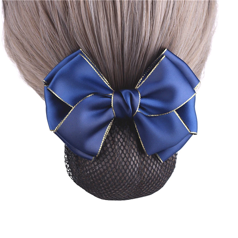 她巧头花女职业网兜空姐发网银行护士工作盘发夹酒店蝴蝶结头发饰