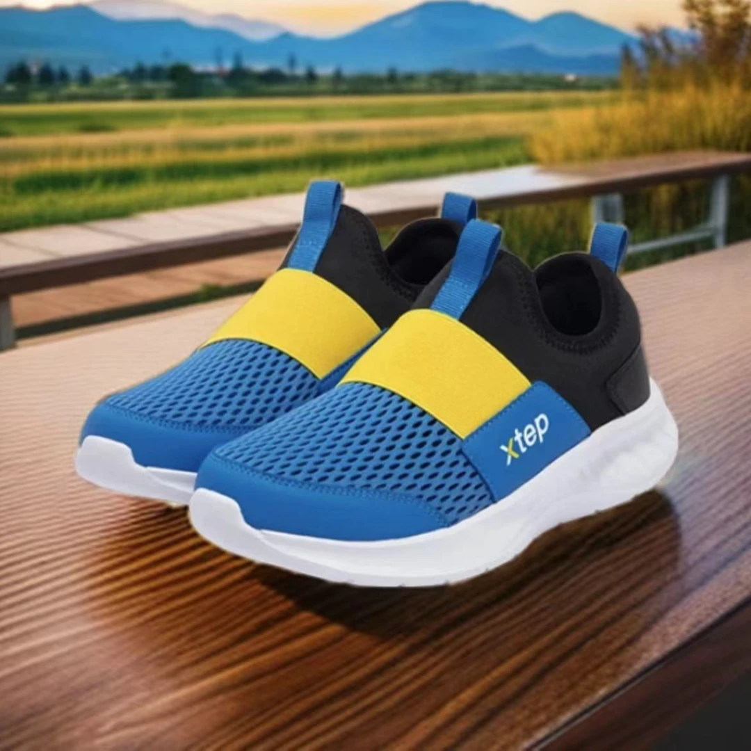 【一脚蹬】特步儿童夏中大童透气缓震网面软底跑鞋676216119268