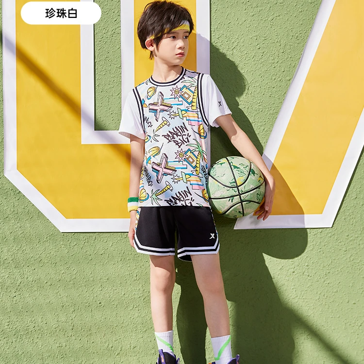 特步儿童冬季新款假两件篮球服大童日穿搭运动服676225389123