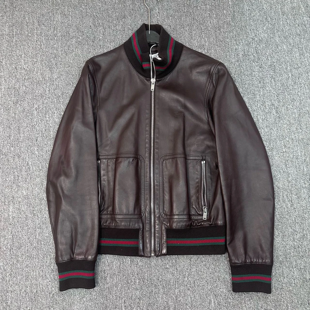 GUCCI 古驰 羊皮棒球领皮夹克 50码/99新/002309