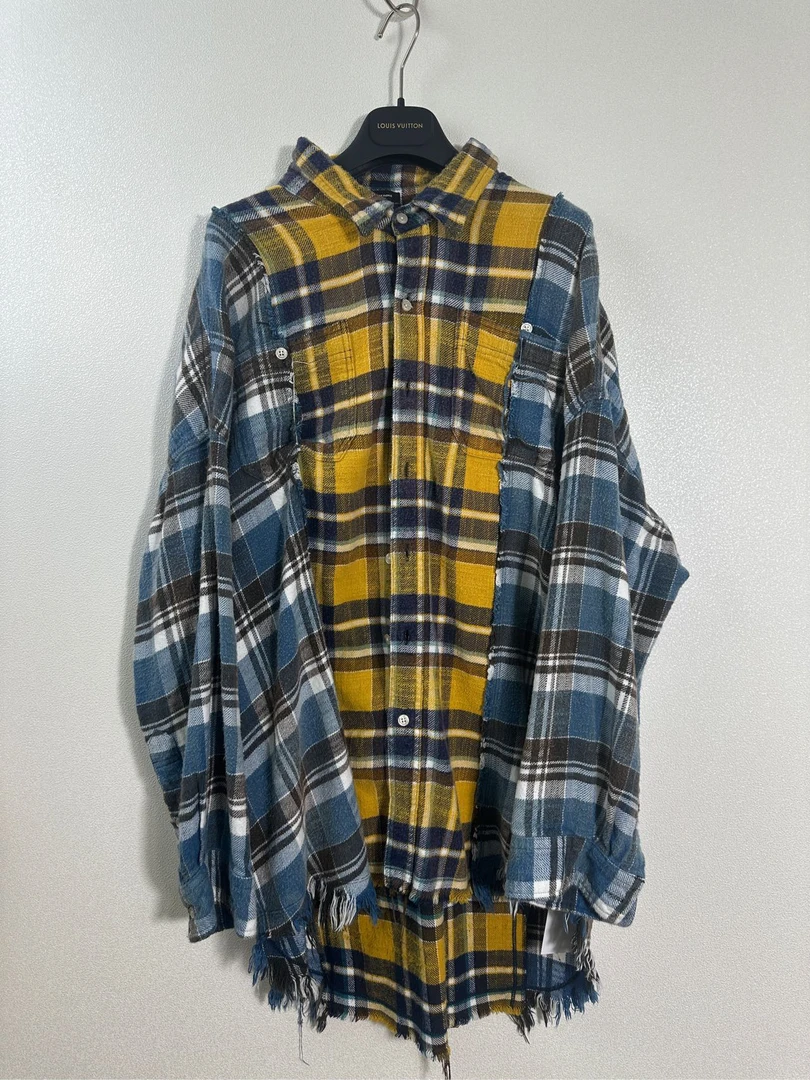 R13拼接格子衬衫/外套/99新/XS/002057