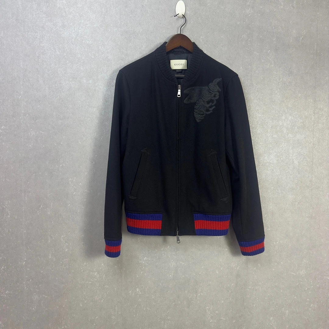 Gucci 古驰 纯色黑色刺绣小蜜蜂夹克外套 48码/99新/002816