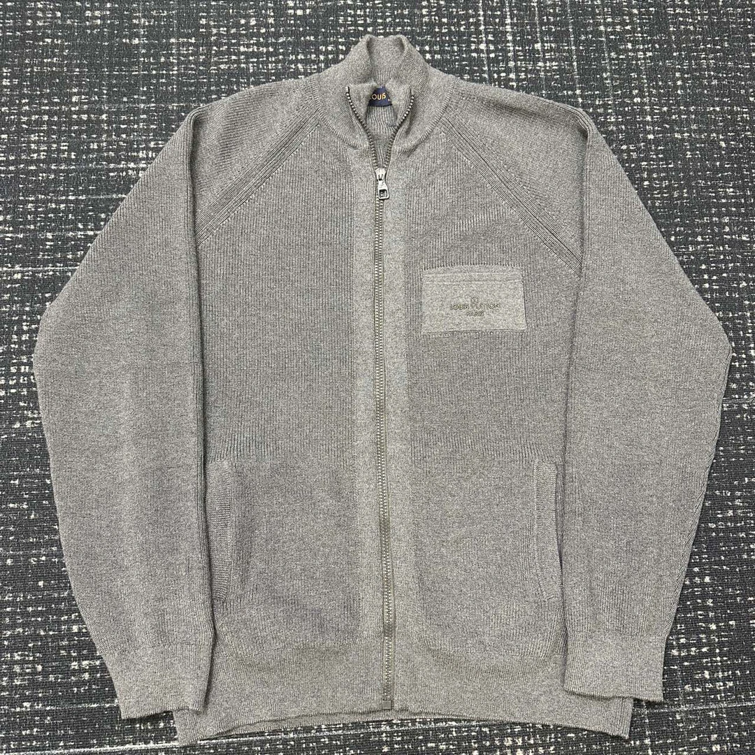 LOUIS VUITTON LV 灰色刺绣字母拉链夹克 99新 L码 001778