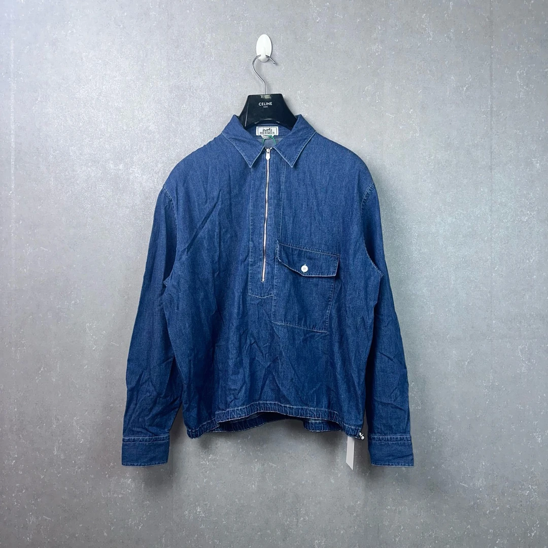 Hermes 爱马仕 24SS男士薄蓝色牛仔衬衣 40码/99新/002316