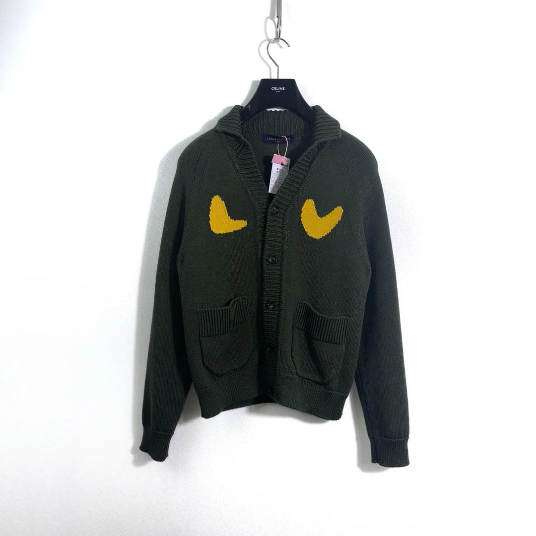 LOUIS VUITTON 路易威登嵌花翻领单排扣针织衫 S码/99新//001209