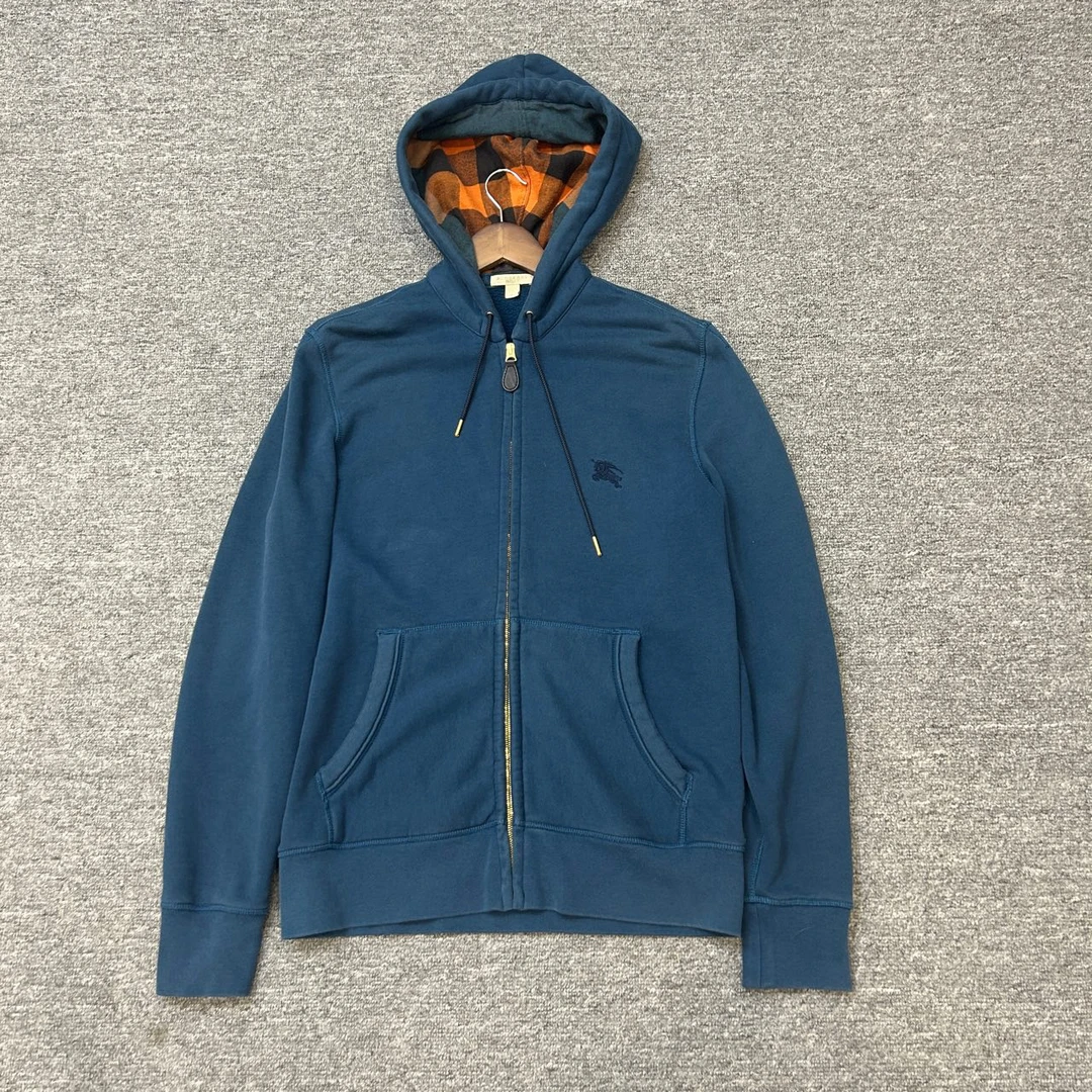 巴宝莉/Burberry 帽子格纹战马刺绣拉链外套 /M码/99新/0000923
