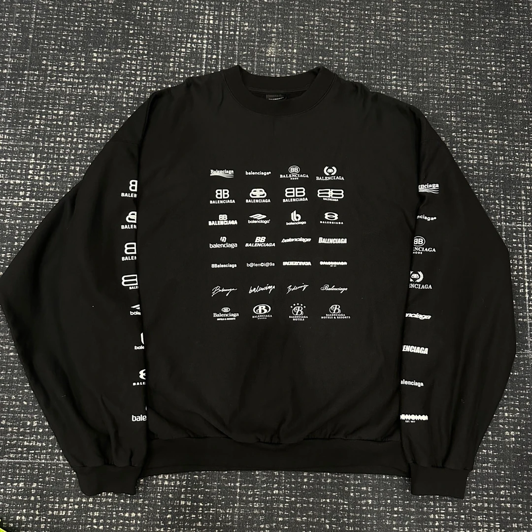balenciaga满印字母印花圆领长袖卫衣99新3码001345