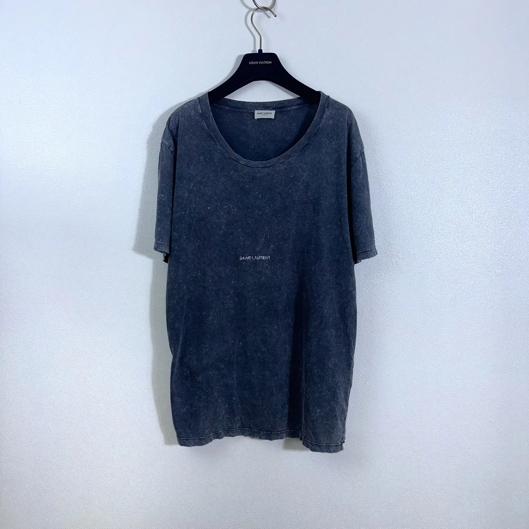 Saint laurent 圣罗兰/黑灰色水洗做旧T恤/S码/99新/002178