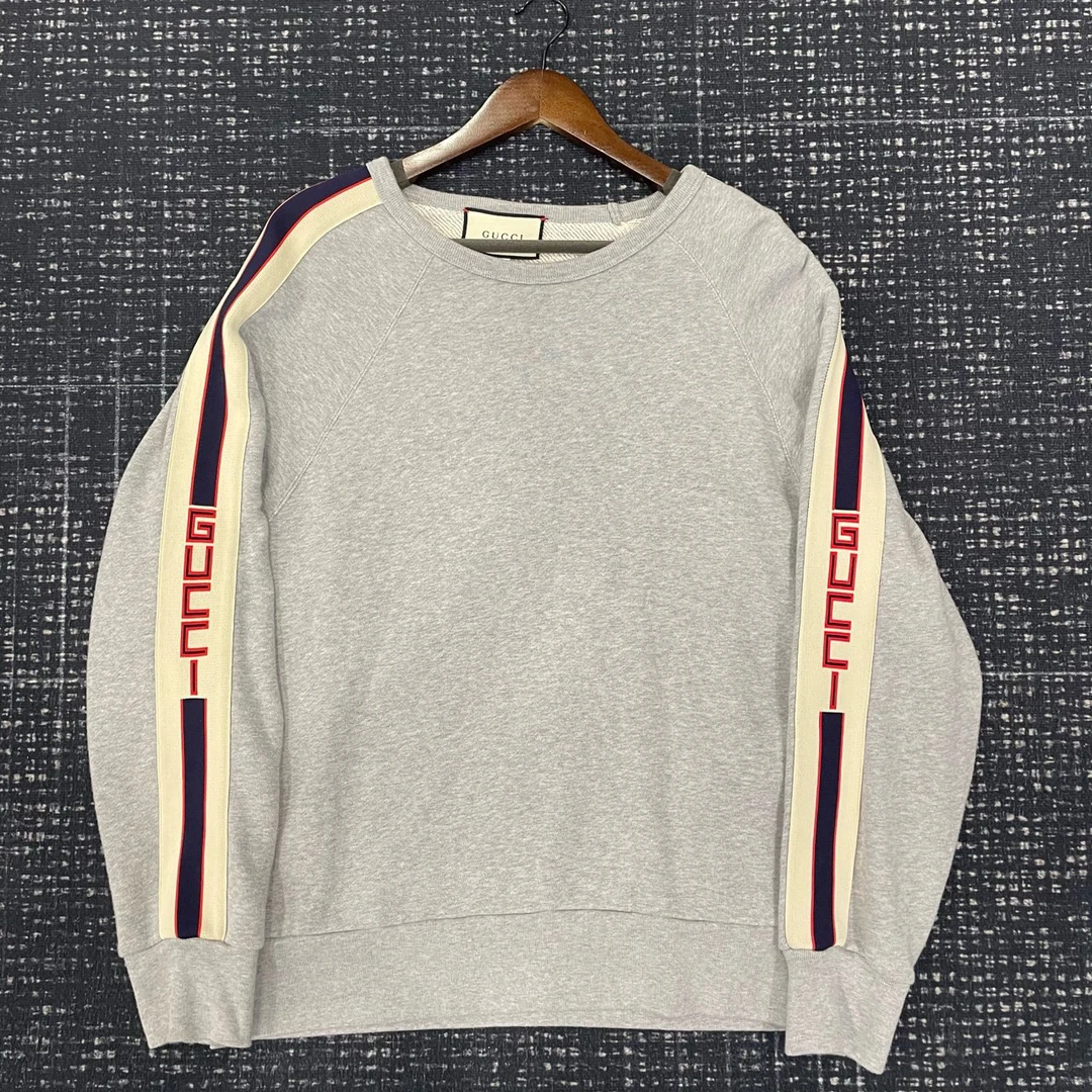 古驰 Gucci 经典侧标l灰色卫衣 M码 全新吊牌 001205 公价7350