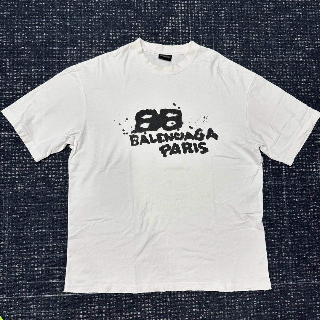 Balenciaga 巴黎世家 泼墨涂鸦字母logo短袖 99新 M码 001425