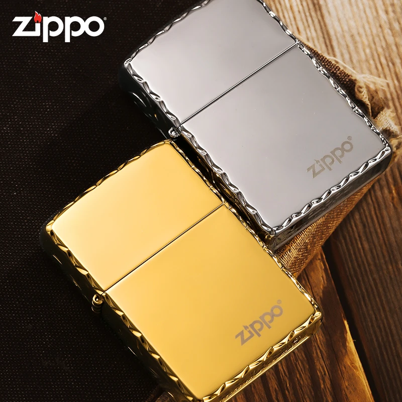 ZIPPO打火机DIY 银冰咬边侧雕唐草商标DY9902DK
