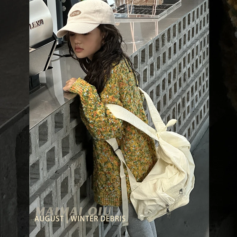 【现货】温柔彩粒毛衣秋冬慵懒软糯中大童宽松中长款上衣