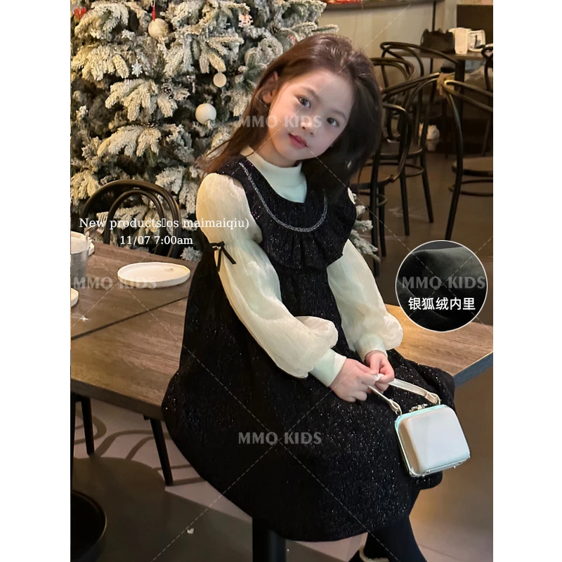 【现货】【小香裙精致公主感】童装女童连衣秋冬中大童加绒背心公主裙