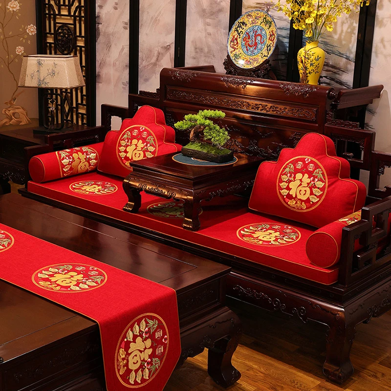 【福运吉祥】红木沙发垫新中式实木家具椅垫靠垫防滑罗汉床沙发垫