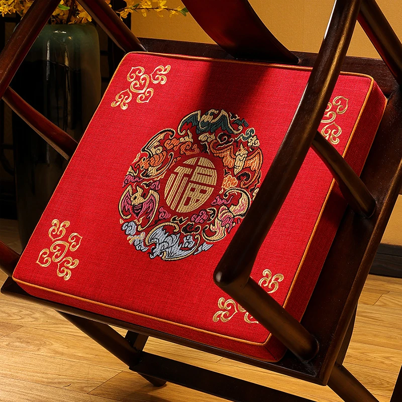 【麻布大福团】中式椅垫椰棕乳胶坐垫红木沙发座垫茶桌椅垫实木圈椅