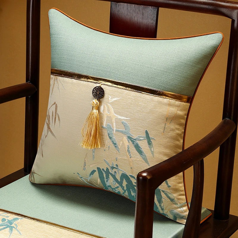 【秀竹】新中式抱枕红木沙发靠背套罩大号护腰靠垫腰枕靠枕办公室