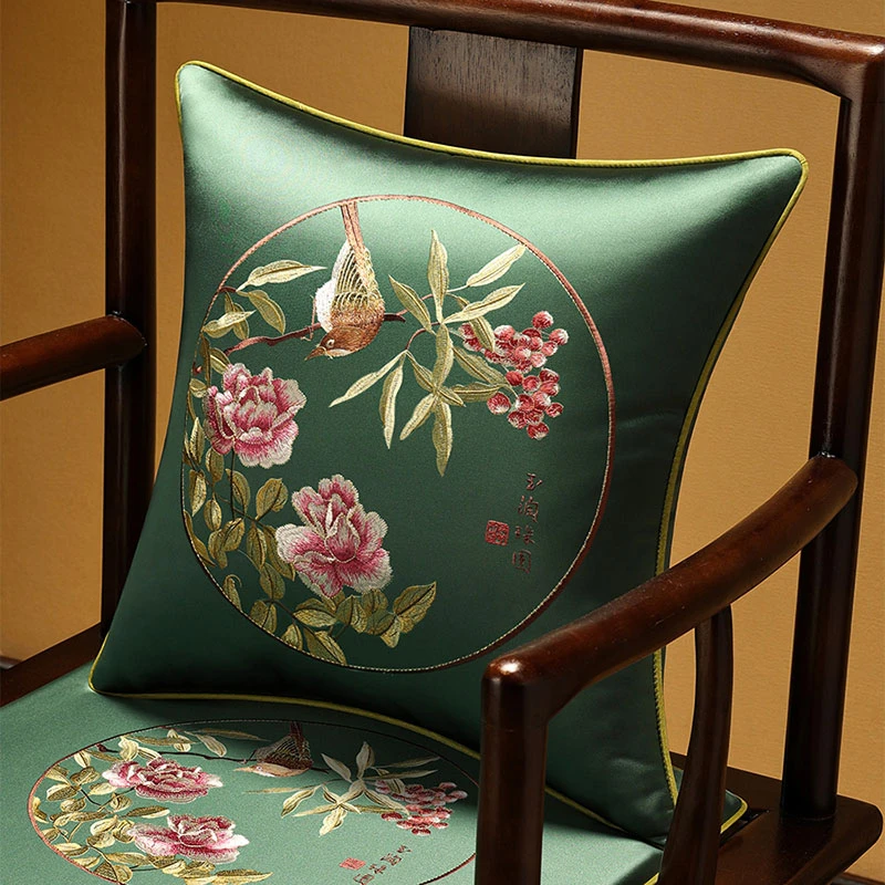 【玉润珠圆】中式实木椅子腰枕中国风客厅红木沙发抱枕靠背床头靠枕