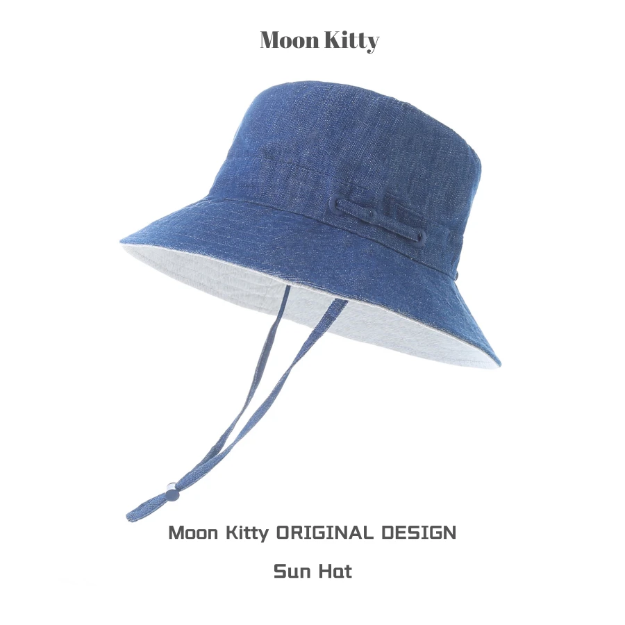 Moon Kitty【100%纯棉】美式牛仔儿童渔夫帽防紫外线遮阳帽防嗮帽