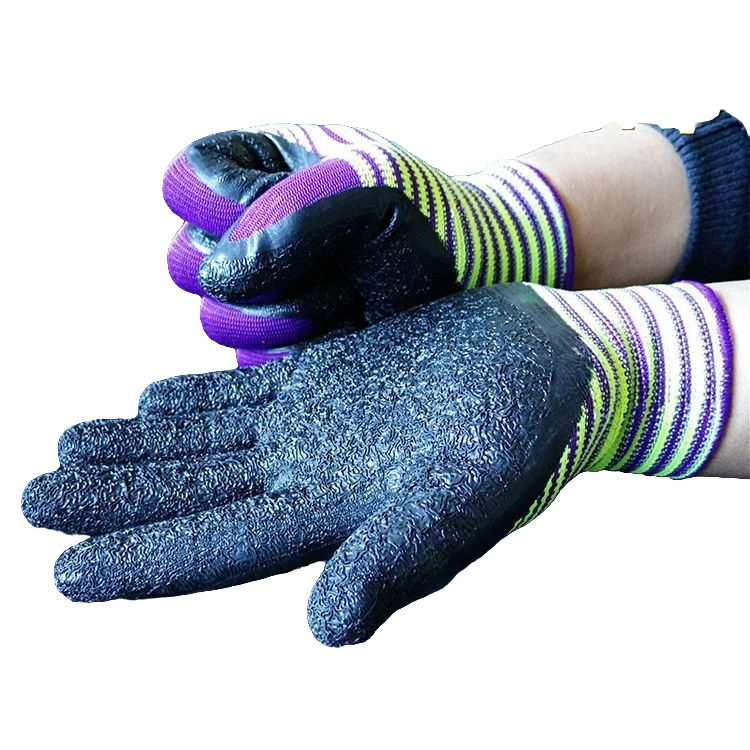 斑马黑皱纹防滑耐磨搬运透气塑胶橡胶结实工作工地防护手套斑马纹