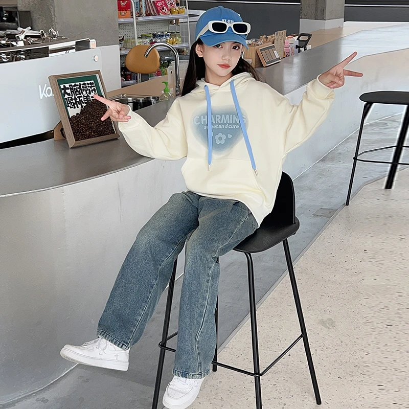 女童春装卫衣2025新款女大童洋气秋季衣服儿童装春秋连帽卫衣百搭