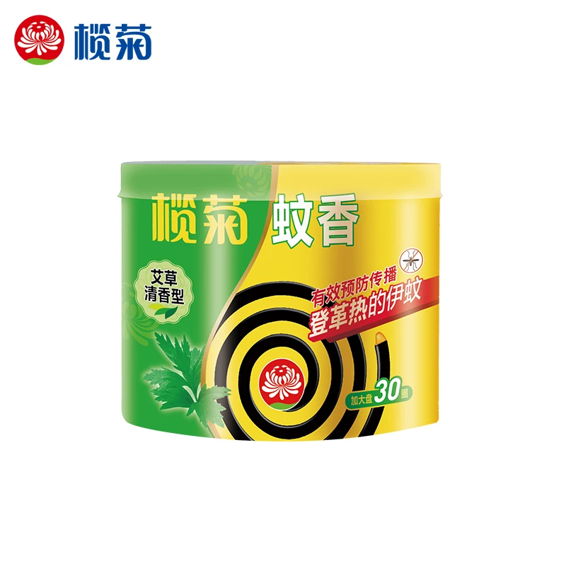 榄菊艾草蚊香30圈家用檀香型精品线香蚊香盘驱蚊灭蚊杀蚊大圈桶装