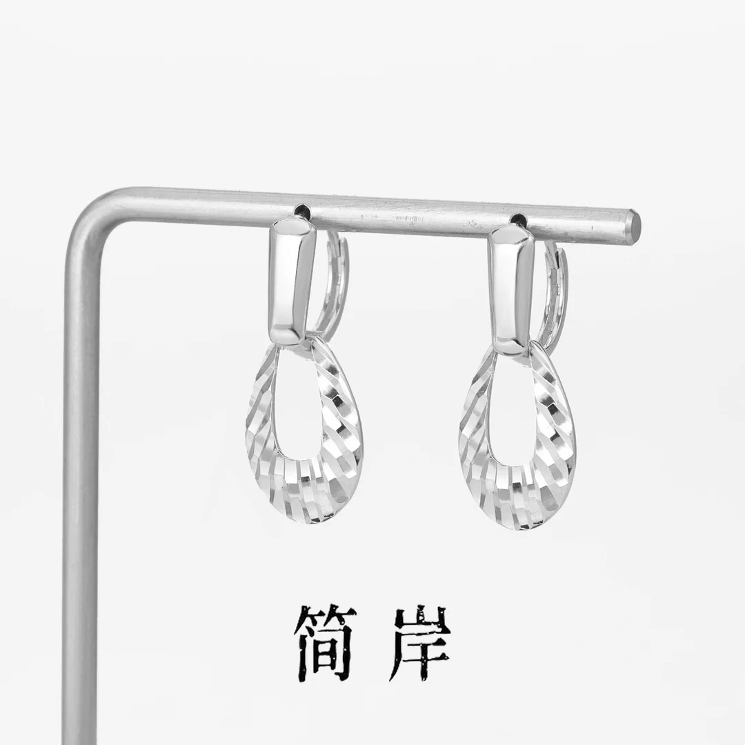 jeshore/简岸 925银耳饰 椭圆光环耳环白金色