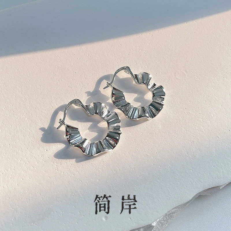jeshore/简岸 925银耳饰 简约耳环925银 裙摆耳环 百搭法式