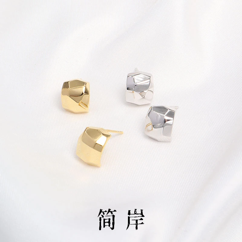 jeshore/简岸 925银耳饰 时尚简约百搭几何冰块耳钉