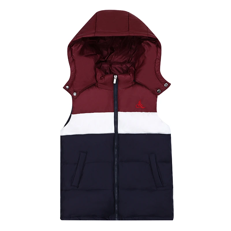 PEPCO/小猪班纳冬季儿童羽绒马甲连帽三色拼接保暖中大童