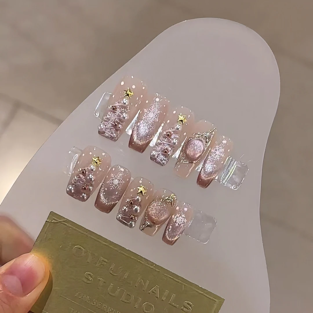 【圣诞初雪冬日款】手工美甲懵动初雪情显白精致纯手工穿戴甲美甲