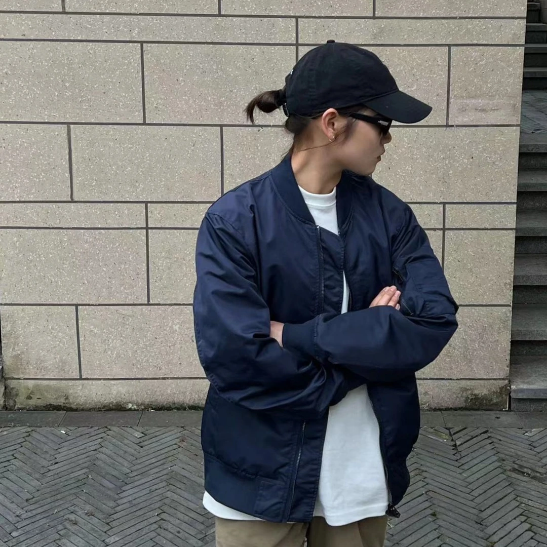 春秋冬宽松百搭情侣款美式复古显瘦立领飞行服夹克外套棒球服潮