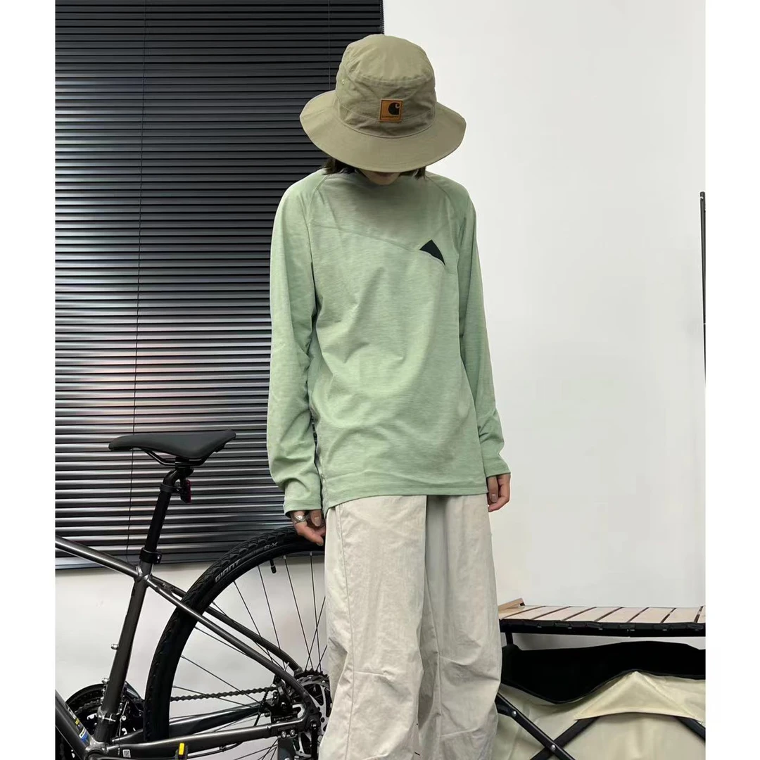 春夏薄款户外运动透气宽松速干百搭长袖T恤时尚情侣款打底衫休闲