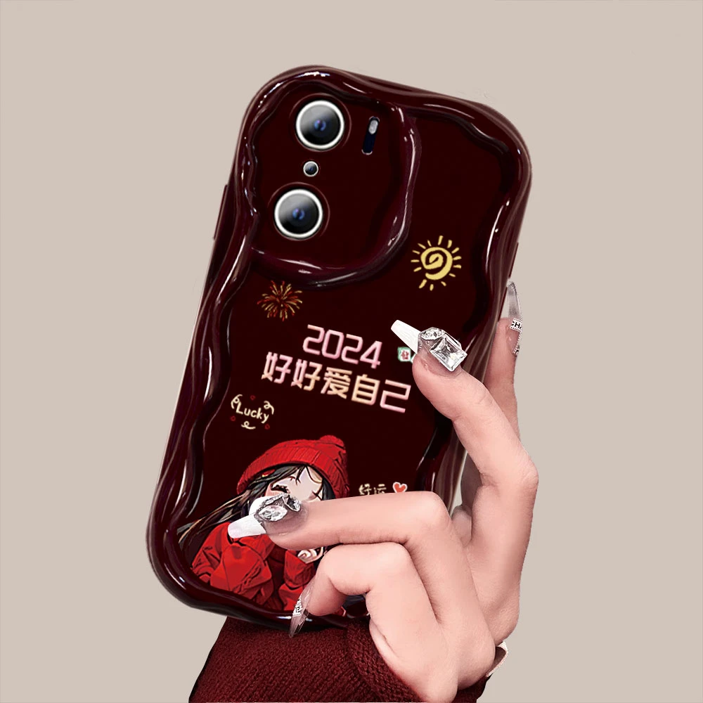 【华为荣耀60PRO】好好爱自己奶油纹防摔2024新年款手机壳女款