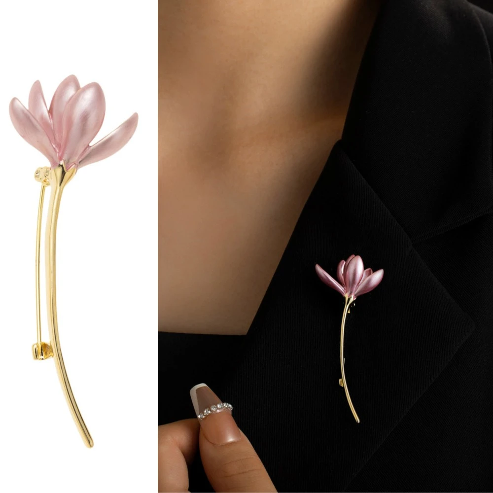 锌合金胸针 中国风莲花别针滴釉胸针古风汉服胸花气质优雅配饰