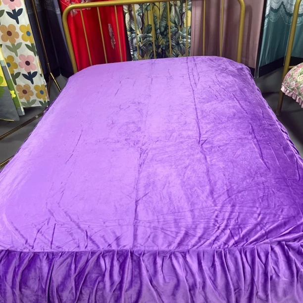 宝宝绒床裙款床单1.5*2（-+5cm）适合1.5米床用微瑕库存，紫罗兰色