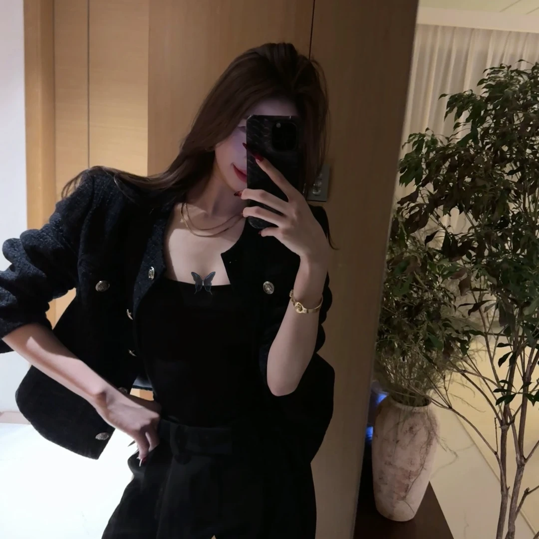 【绰约多姿】秋冬新款时尚简约修身显瘦小香风百搭外套小众休闲裤