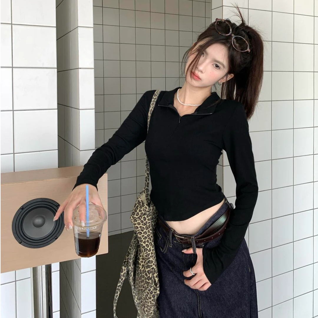 【月皎星阔】秋冬时髦新款韩系穿搭性感辣妹设计感显瘦上衣百搭裤子