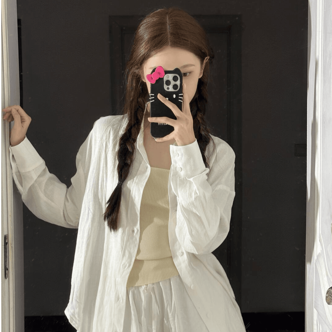 【白茶未央】时尚韩系简约内搭上衣高级感宽松开衫通勤简约阔腿裤