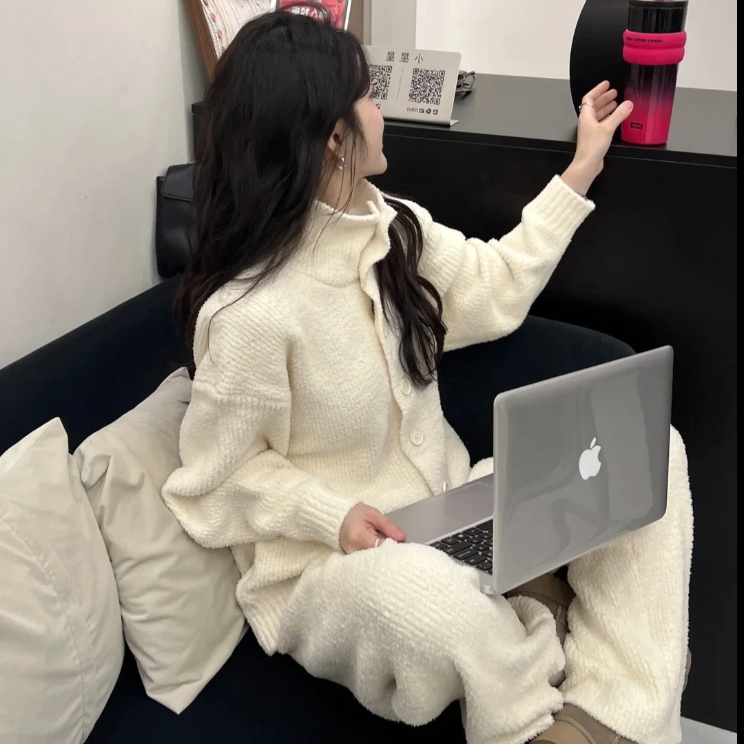 长袖上衣百搭气质显瘦宽松春秋新款时尚套装直筒阔腿长裤两件套女