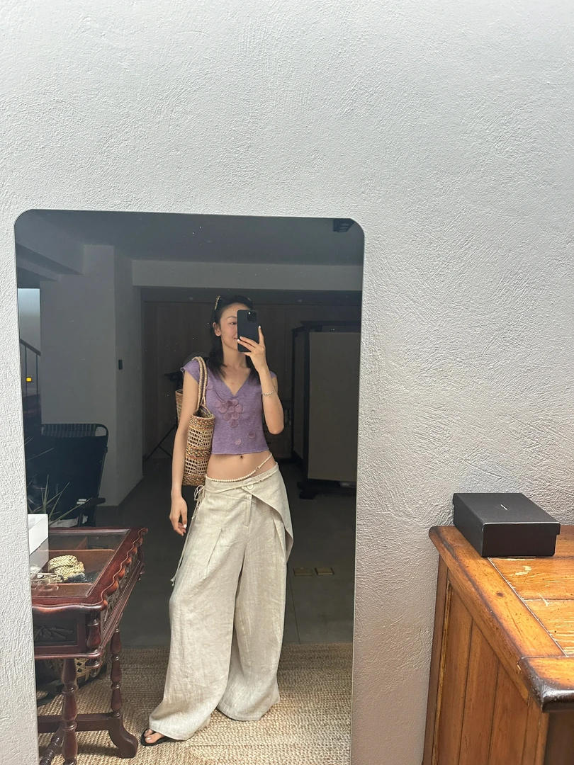 【SM-1051】时尚洋气气质上衣时髦阔腿裤舒适慵懒宽松套装潮